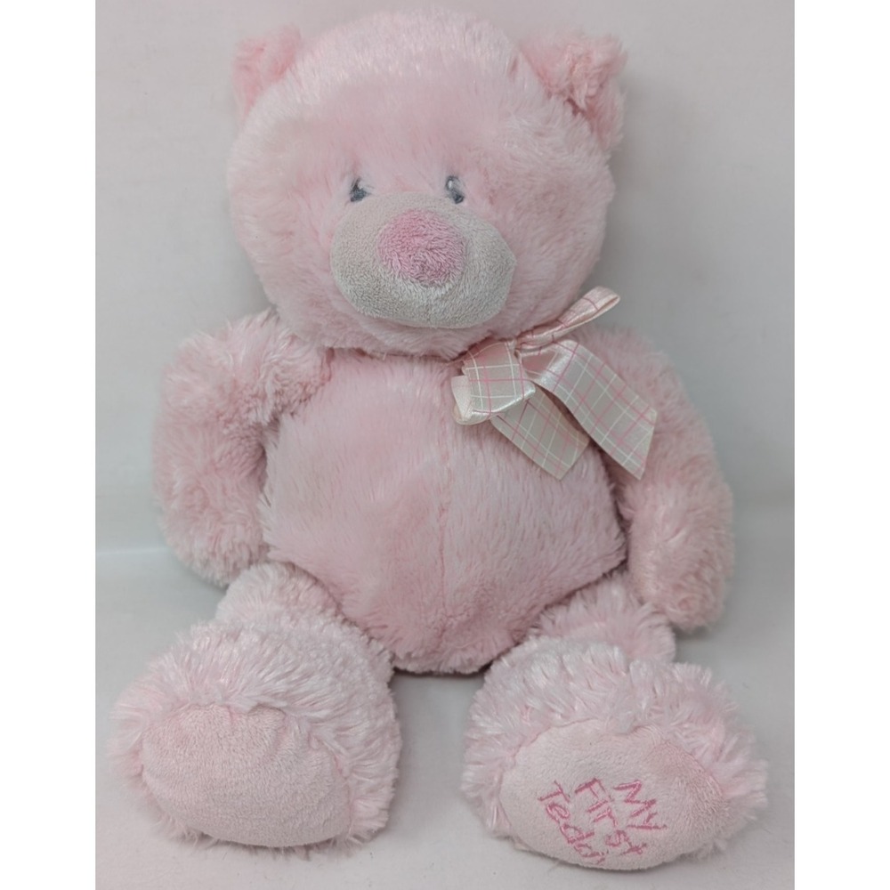 Baby Ganz My First Teddy Bear Pink Girl Plush Satin Ribbon Bow Lovey Soft VTG‎